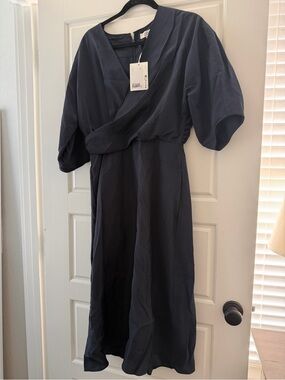 NWT Cos Women's Navy Wrap Midi Dress - size 8